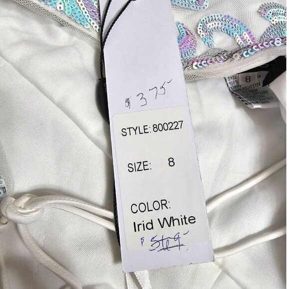 Clarisse NWT Iridescent White Sequin Mermaid Formal Ball Gown Sz 8 - Picture 15 of 16